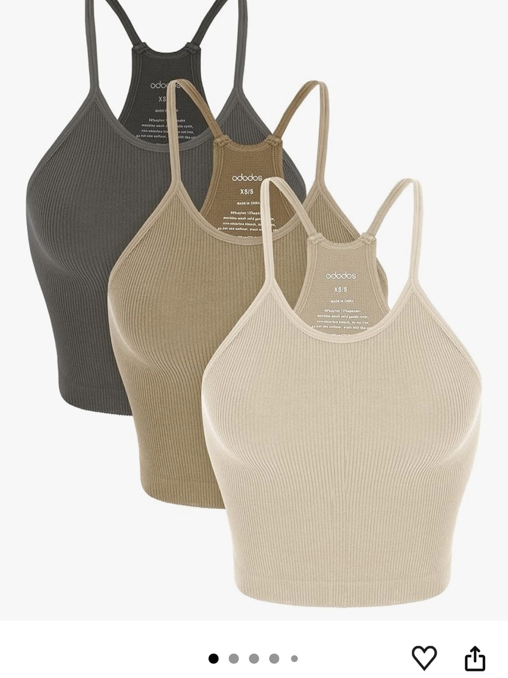 Ododos Ribbed Tank Top - 3-Pack (Grey, Tan, Cream)